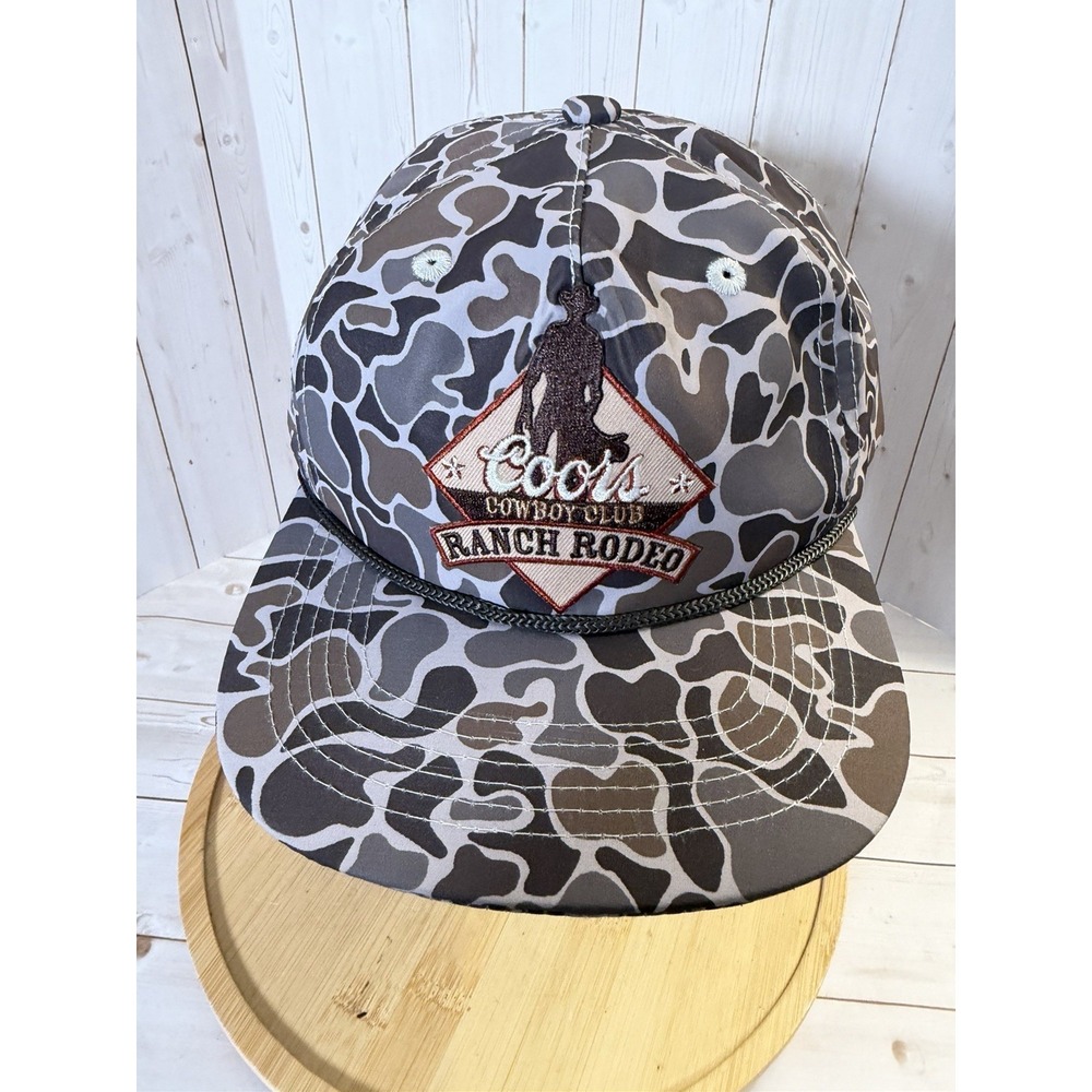 Coors Cowboy Club Ranch Rodeo Cowboy Duck Camo Print rope brim SnapBack Hat -